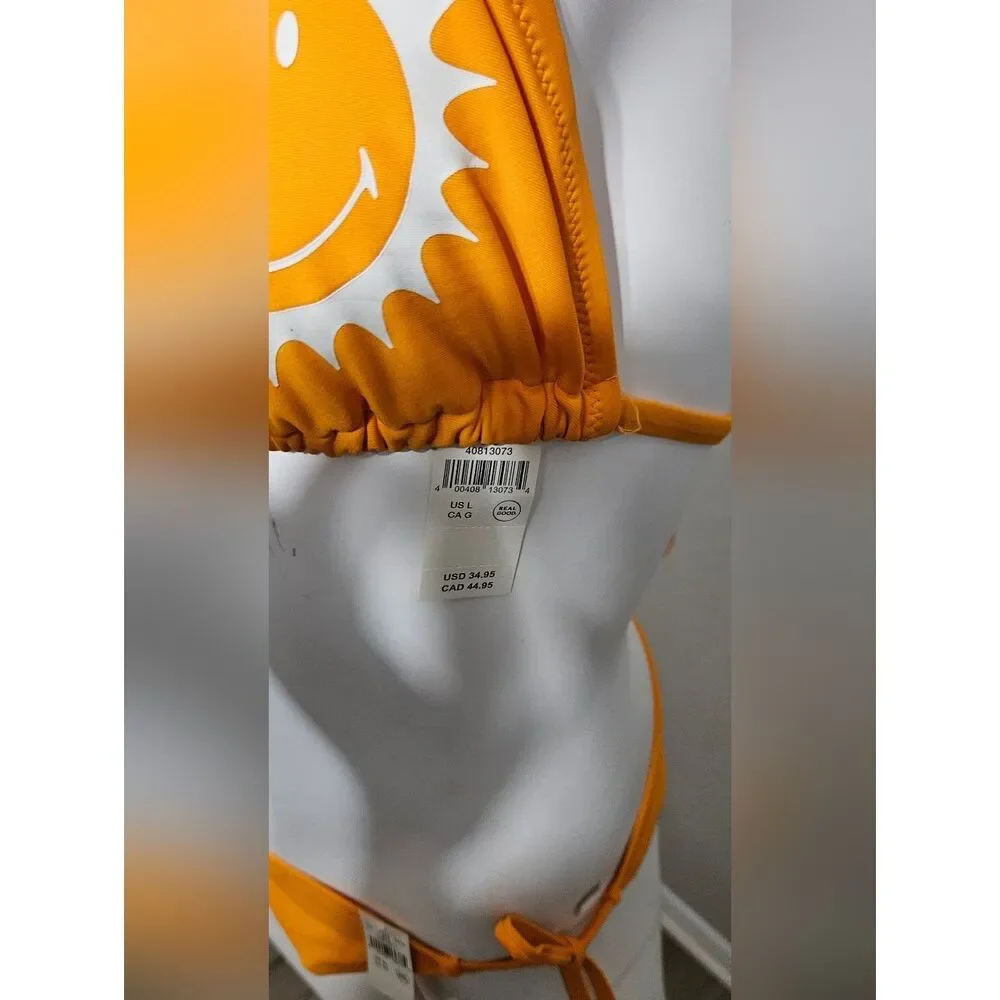 NWT Aerie 2 SET Smiley String Triangle Top + Cheekiest Bottom Orange